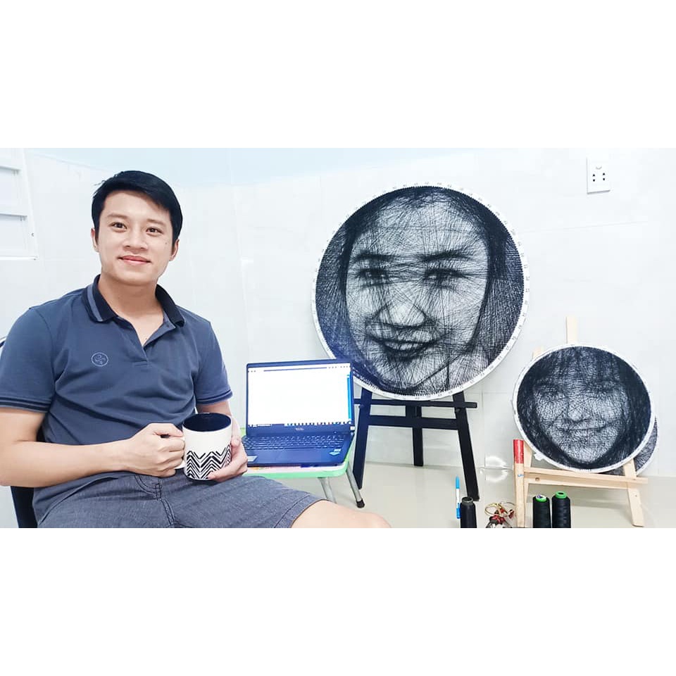 Tranh chỉ Đinh Chân Dung hoàn thiện đặt theo yêu cầu . Tranh tặng, lưu niệm, sinh nhật quà 14/2, 8/3....