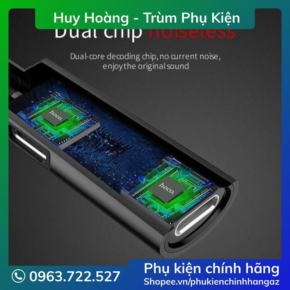 Adapter Bộ chuyển đổi âm thanh số Lightning Hoco LS18 - Chuyển tai nghe cho iphone - 2 đầu lightning