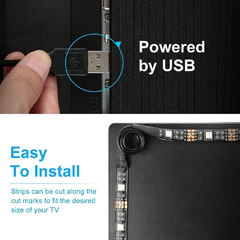 Dây Đèn Led 1m 2m 3m 5m Đầu Cắm Usb Cho Tv 5v 2835 60smd / M Rgb