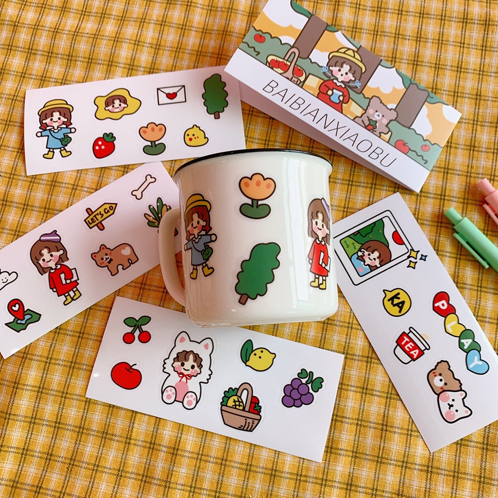 Set 4 tấm hình dán trang trí sổ tay/điện thoại dễ thương
