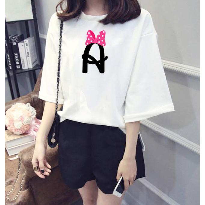 Áo thun nữ tay lỡ form rộng chữ A đeo nơ vải dày mịn TEEWOC1