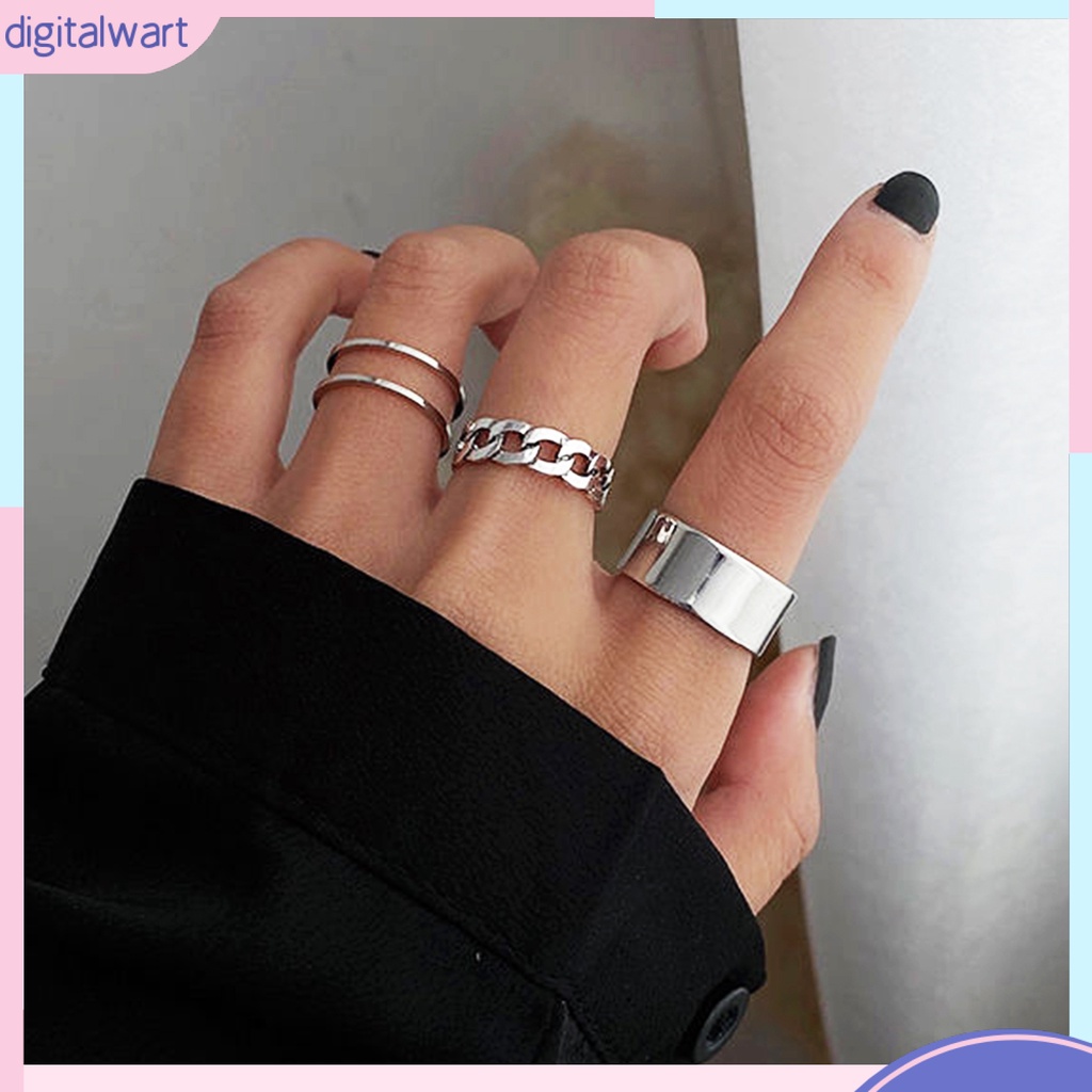 Set 3 Nhẫn Đeo Khớp Ngón Tay Phong Cách Hip Hop Thời Trang Cho Nữ