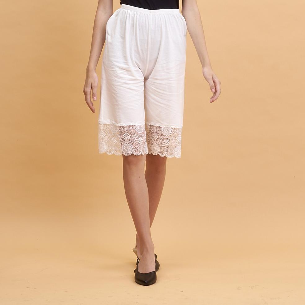A2k (♥) Quần Culottes Cotton Dài Đến Đầu Gối Phối Ren