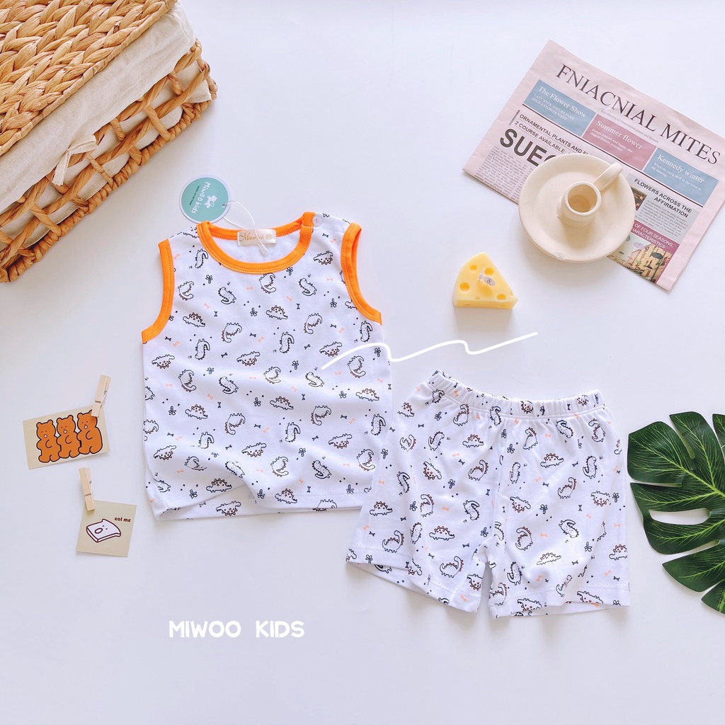 Bộ thun ba lỗ viền chính hãng Miwoo cho bé ngày hè mát mẻ