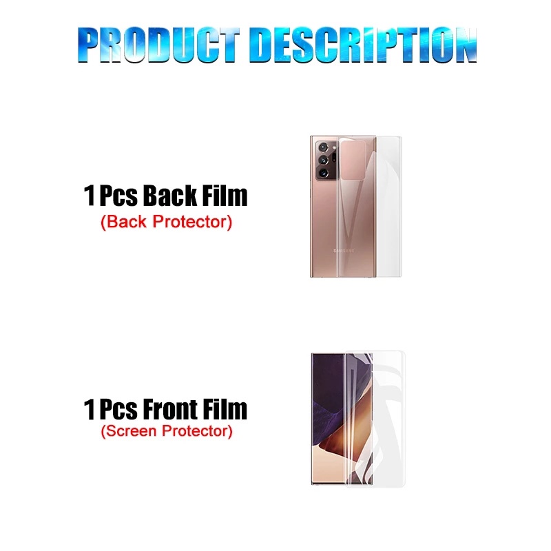 Miếng dán hydrogel mềm bảo vệ mặt trước và sau cho Samsung Note 9 10 20 Ultra S10 S20 S21 Plus Ultra S20 FE