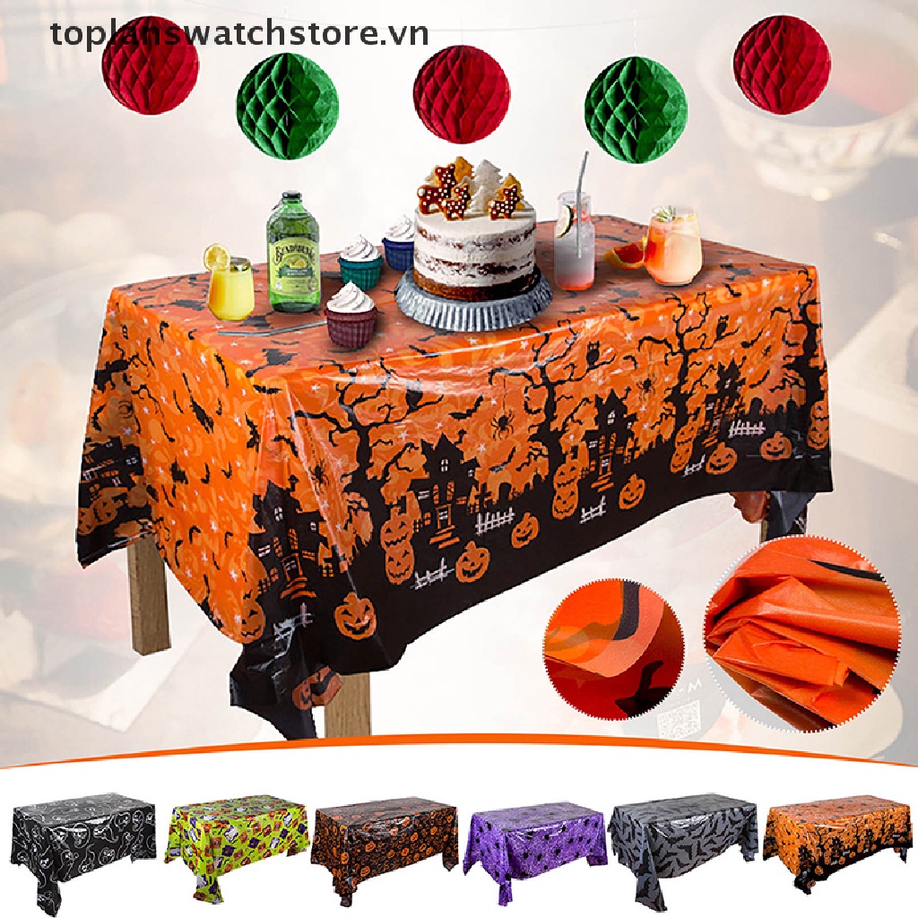 Khăn Trải Bàn Hình Chữ Nhật Bằng Nhựa Chống Thấm Nước Dùng Một Lần Phong Cách Halloween Ốp