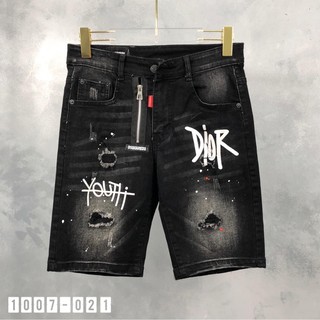 Quần bò ngố khoá lệch Dior mài cực đẹp - Quần short jean - Quần short bò