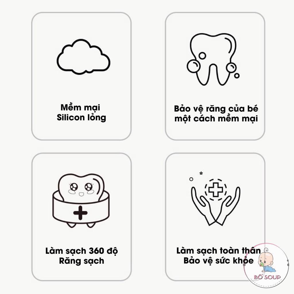 Bàn chải đánh răng cho bé chữ U silicon 1 - 8 tuổi