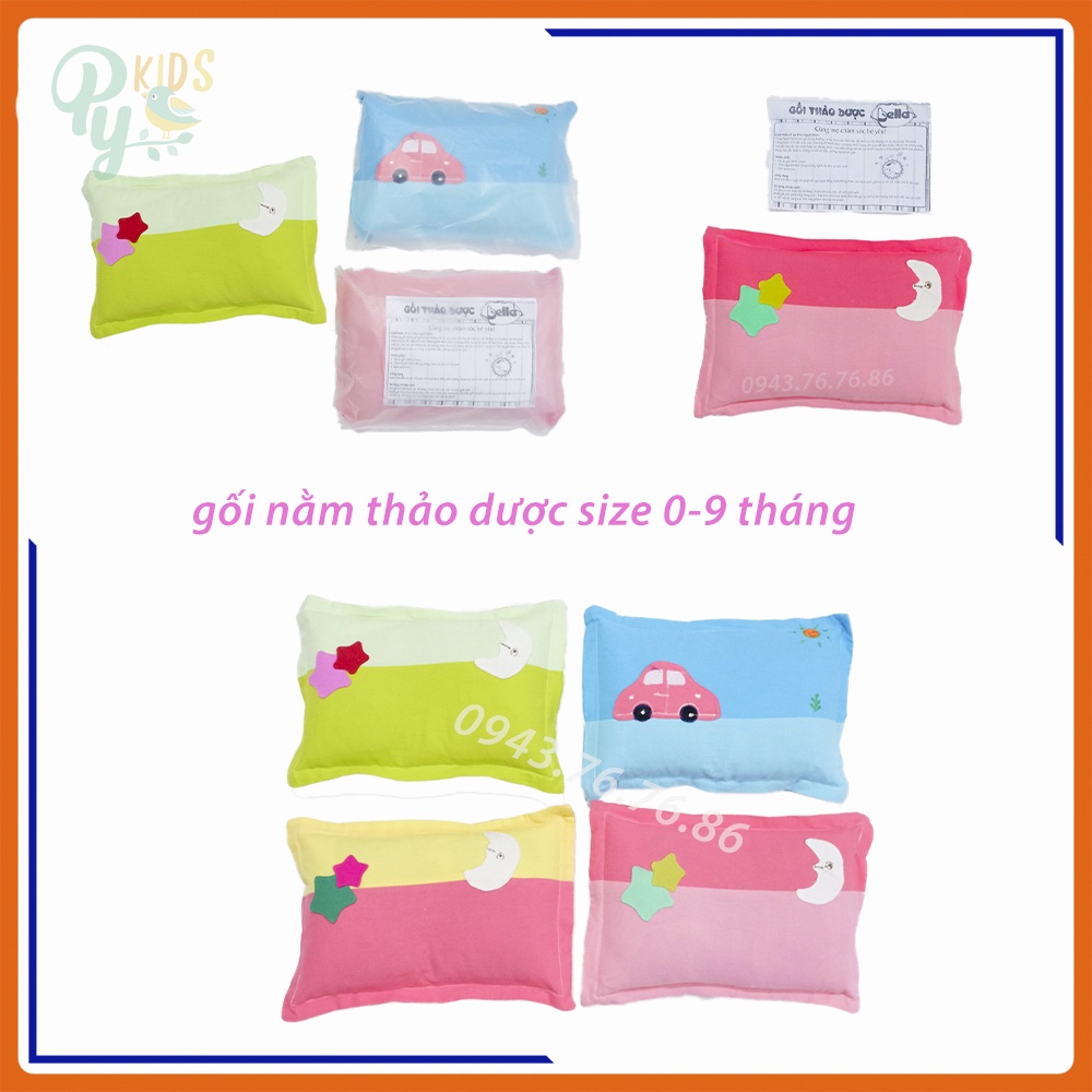 Gối nằm thảo dược Bella hình thêu đắp cho bé có 2 size từ sơ sinh - 2 tuổi