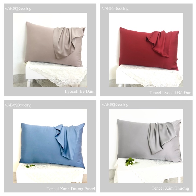 Vỏ Gối Nằm Trẻ Em Lụa Tencel Lyocell Thiên Nhiên Mềm Rủ Mát Lạnh Hàng Cao Cấp Size 35x50,40x60