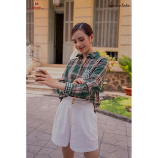 Áo sơ mi basic vải coton caro phối túi Swanlake - Mã hàng: A10069LW01