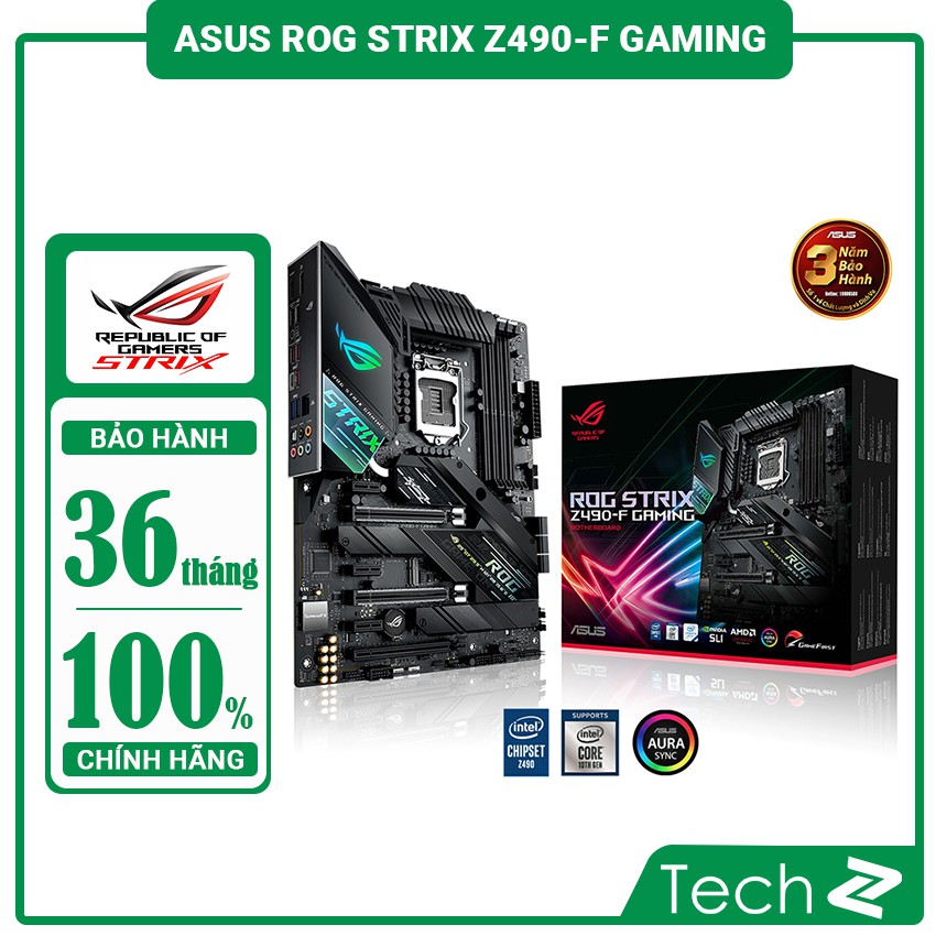 Bo mạc chủ Mainboard ASUS ROG STRIX Z490 (Intel Z490, Socket 1200, Mini ITX- ATX- mATX, 2/4 khe RAM DDR4)