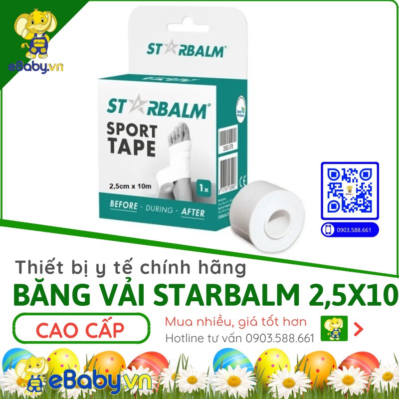 Băng vải thể thao y tế Starbalm SIÊU MỊN - SIÊU THẤM HÚT MỒ HÔI - Bảo vệ và hỗ trợ khớp cổ tay cổ chân -Ngăn chấn thương