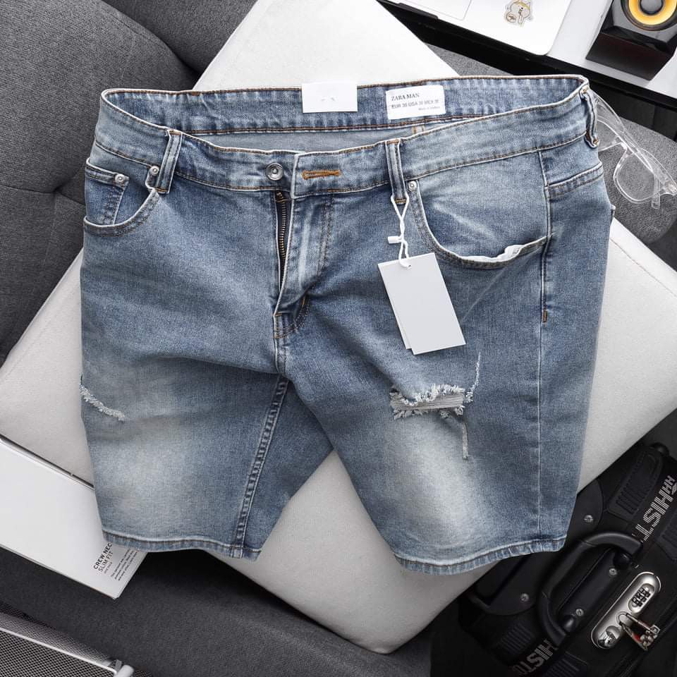 Short jean nam bigszie < 120kg - Xanh nhạt bạc rách | BigBuy360 - bigbuy360.vn