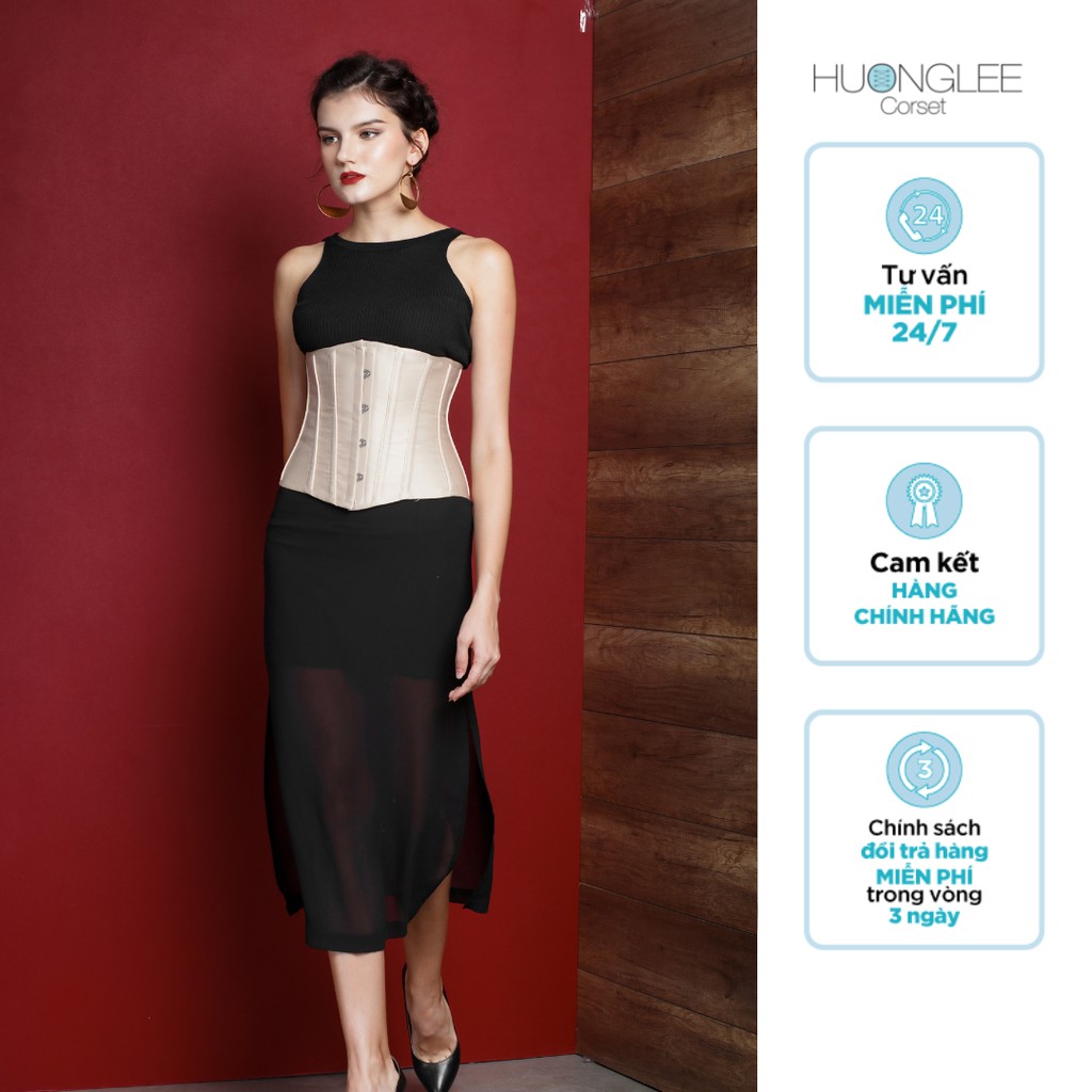Đai Gen Nịt Bụng Corset 14 Xương Định Hình Chất Liệu Satin Thời Trang Hỗ Trợ Giảm Eo Và Mỡ Bụng