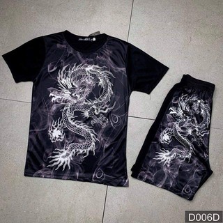 Bộ quần áo hè nam in RỒNG 3D vải thun cực ĐẸP