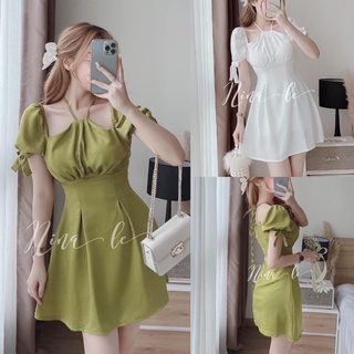 Đầm yếm tay phồng dáng xoè