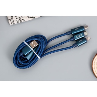 Cáp 3 đầu Lightning Type C Micro 1m eValu Spanker B 2
