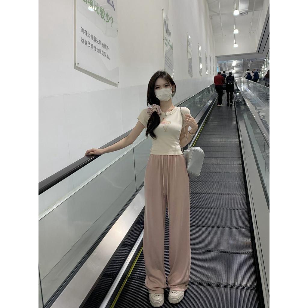 Áo Thun Cotton Ngắn Tay Dáng Ôm In Hình Dễ Thương Thời Trang Mùa Hè 62163