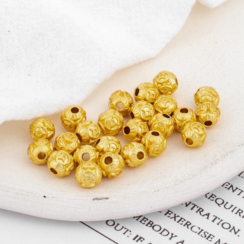 Bộ 10 Hạt Xâu Chuỗi Tròn 5mm Màu Vàng 18K Mặt Nhám Nhiều Màu Sắc diy