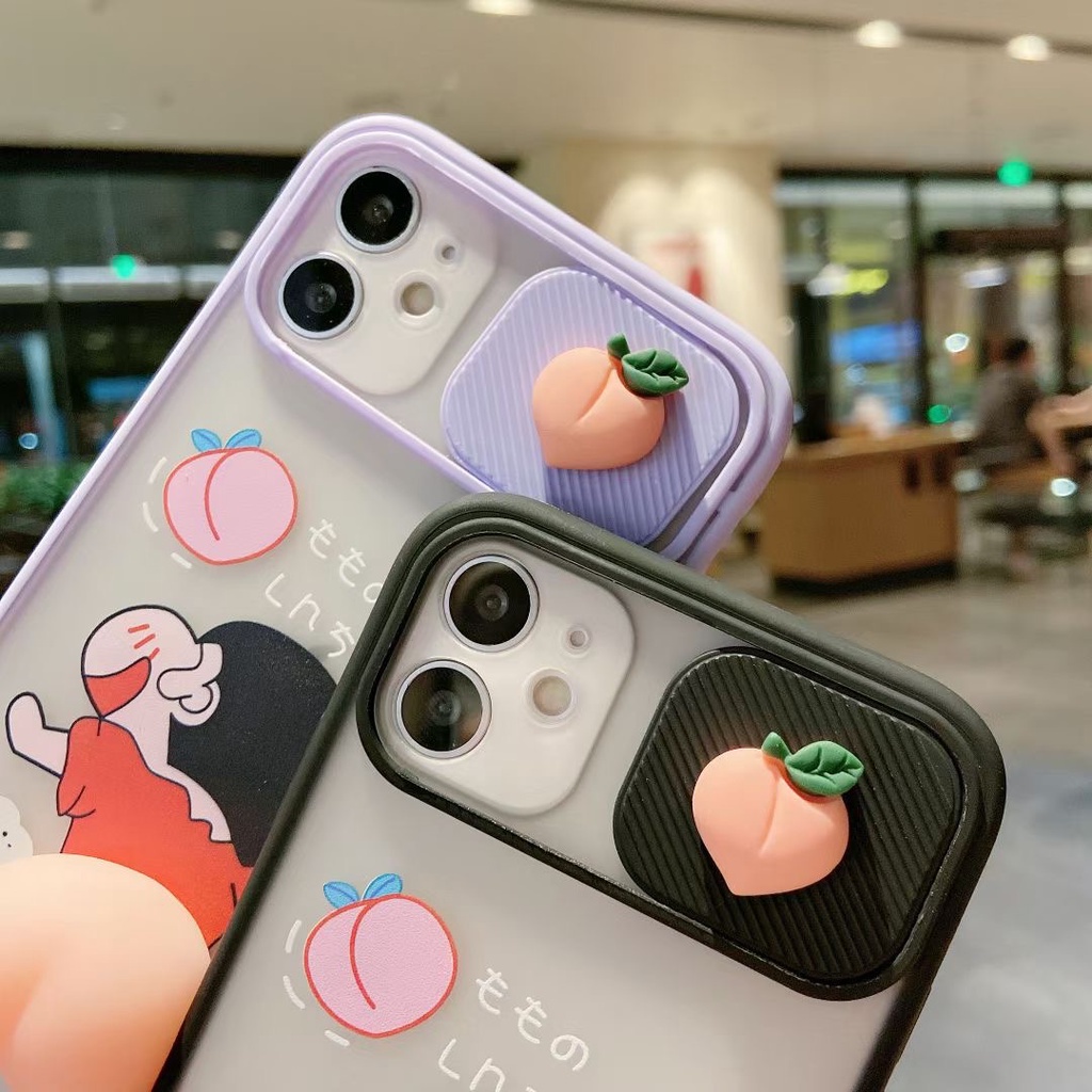 Ốp điện thoại hình Crayon Shin-Chan kiểu nắp trượt chống nứt cho iPhone 7 7P 8 8P X XR Xs Max 11 Pro Max Max 12 Pro Max