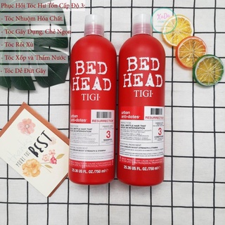 Bộ dầu gội tigi đỏ - tigi bed head 1500ml/cặp . phục hồi tóc hư tổn cấp độ 3 - cam kết chính hãng