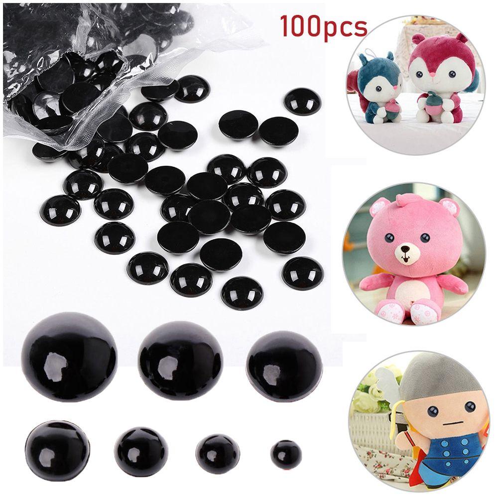 MIHAN1 100 Mắt Gấu Nhựa Màu Đen 3-12mm Trang Trí Giáng Sinh