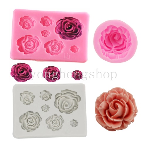 Khuôn Silicone Tạo Hình Hoa Hồng Nở 3D Trang Trí Bánh DIY