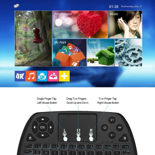 Bàn Phím Qwerty Không Dây 4 Màu 2.4ghz Cho Tv Box Android