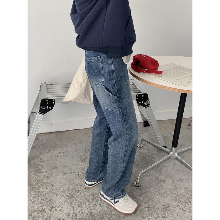 Quần Jean nữ Ống rộng Lưng cao Quần bò Cao cấp thiết kế Cao cấp Form rộng Hàn Quốc Ulzzang Thời trang