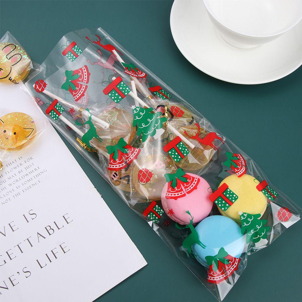 Set 100 Túi Đựng Kẹo Dây Rút In Họa Tiết Hoạt Hình Giáng Sinh