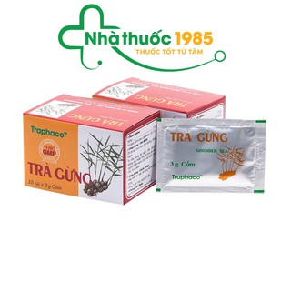 Trà gừng Traphaco giải cảm lạnh, đầy bụng khó tiêu, chân tay lạnh, ho do lạnh hộp 10 túi cốm