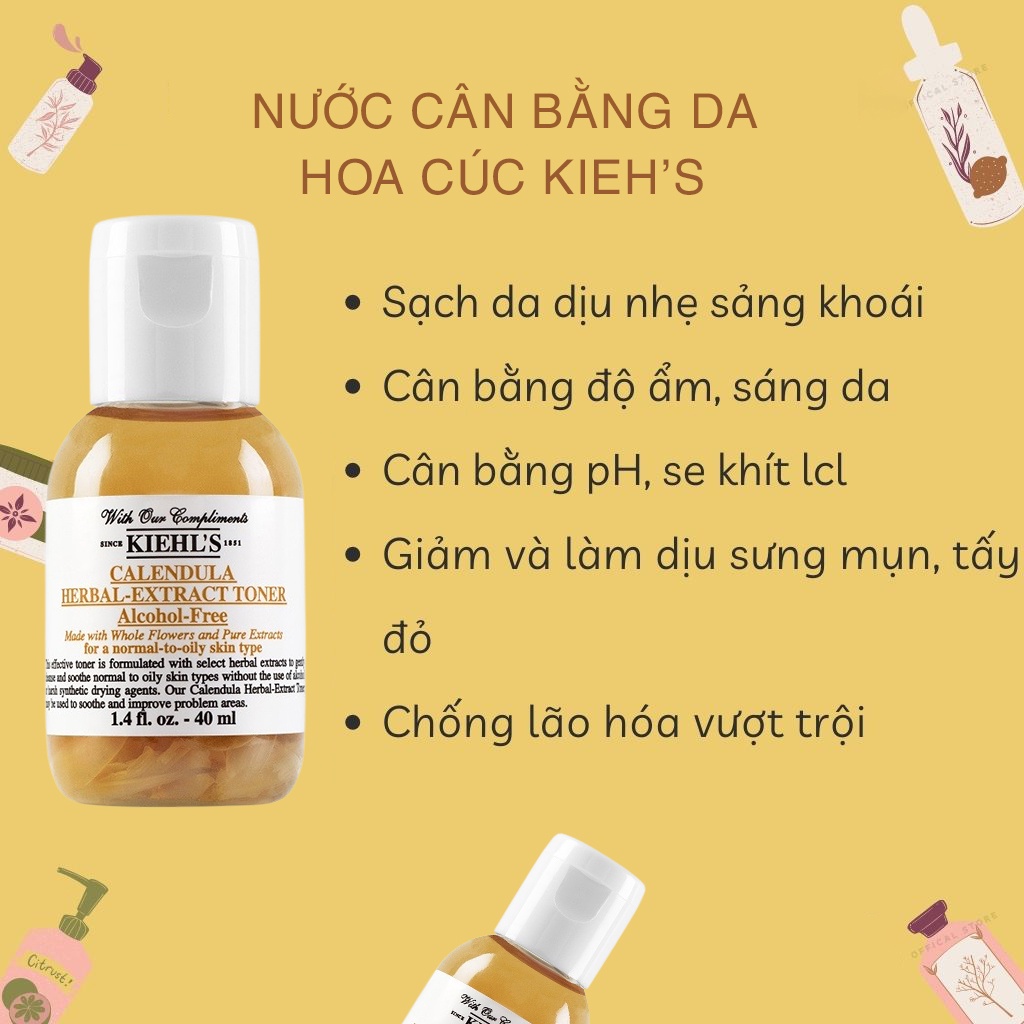 Toner hoa cúc Kiehls cấp ẩm se khít lỗ chân lông 40ml - 250ml