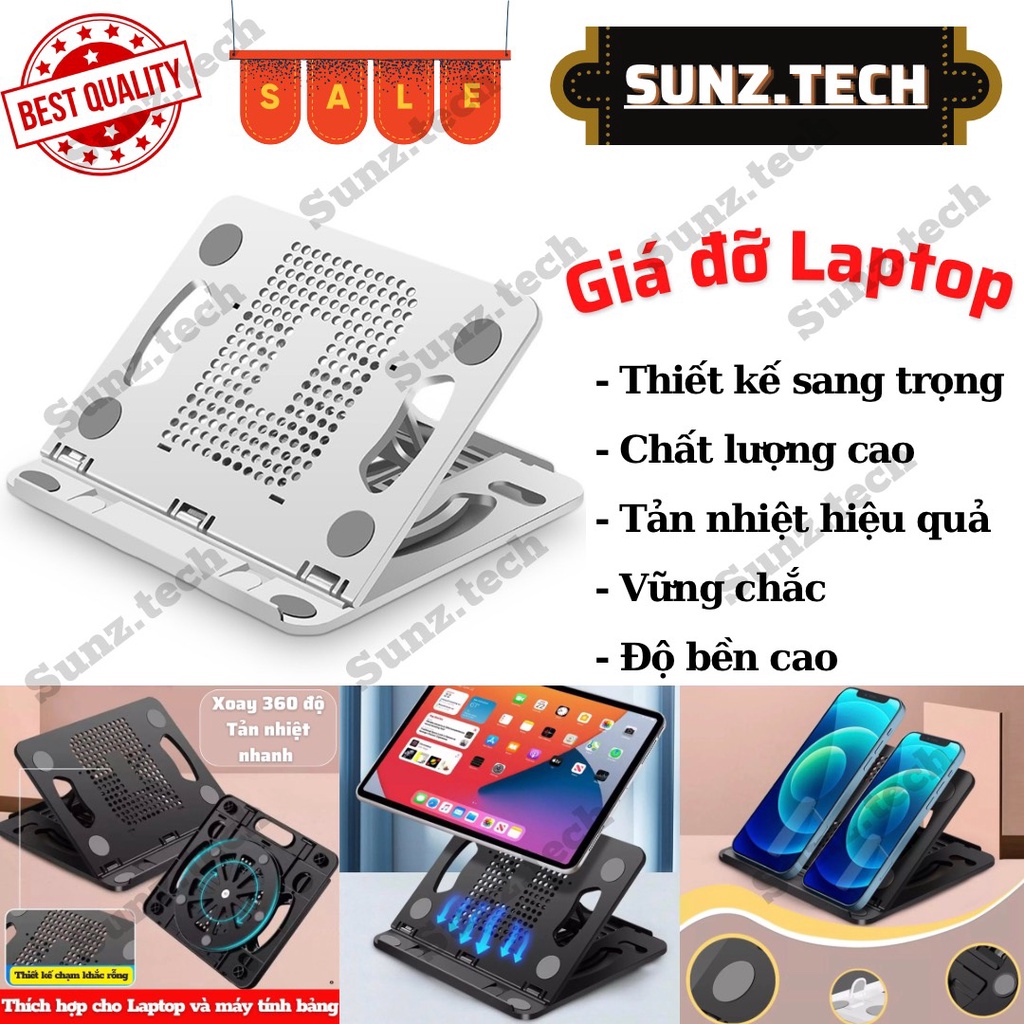 Giá đỡ laptop, macbook, ipad, điện thoại, kệ đỡ máy tính cao cấp tản nhiệt, gấp gọn xách tay, tiên lợi sử dụng