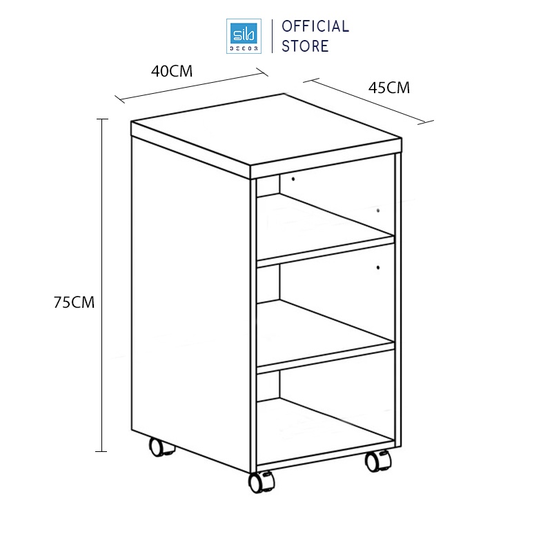 Tủ Hồ Sơ Có Bánh Xe Đi Động, Các Ngăn Kệ Điều Chỉnh Cao Thấp Thương Hiệu SIB Decor