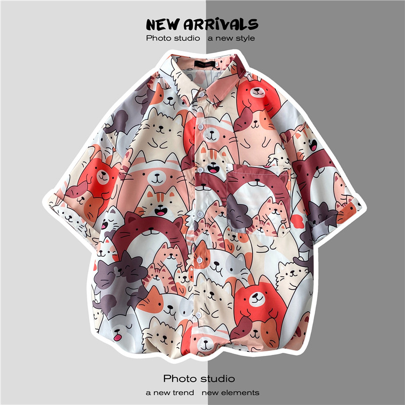 Áo Sơ Mi Tay Ngắn In Họa Tiết Phong Cách Hawaii Hoạt Hình Cho Nam | BigBuy360 - bigbuy360.vn