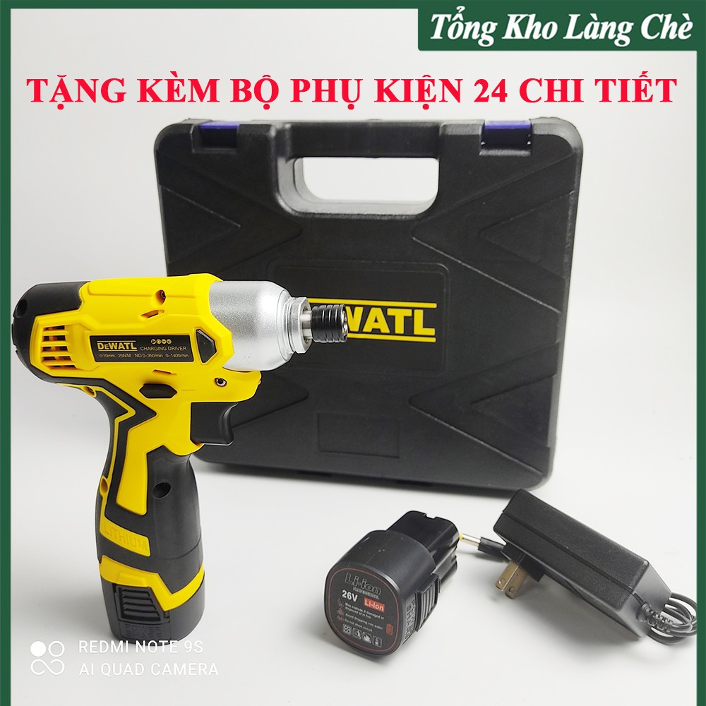 Máy Bắn Vít - Máy Khoan Pin Nhỏ Gọn Dewalt 26V - 3 Chế Độ Khoan - Bộ Phụ Kiện 24 Chi Tiết Đi Kèm