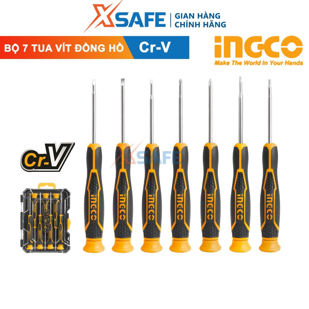Bộ tua vít đồng hồ chuẩn 7 chi tiết INGCO HKSD0718 sửa chữa đồng hồ thép Cr-V siêu cứng có nam châm [CHÍNH HÃNG][XSAFE]