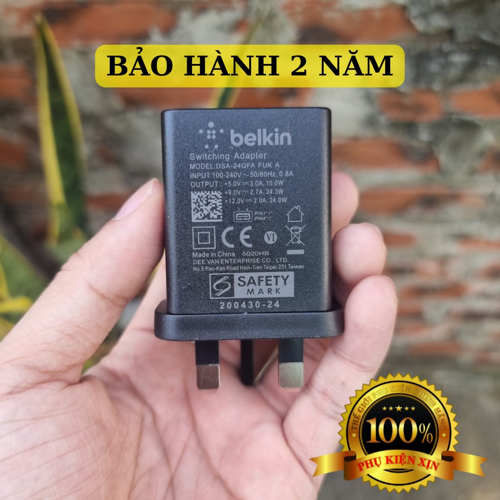 Adapter Sạc Nhanh Belkin 24W Nobox Chính Hãng - Tiêu Chuẩn M.F.I ( Tương Thích Các Dòng Máy Android, IOS Bảo Hành 2 Năm)