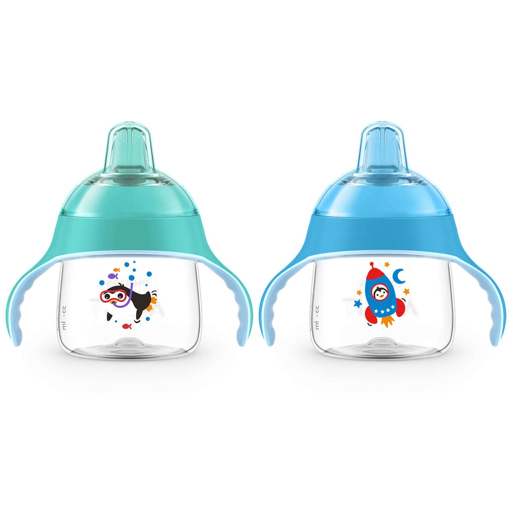 Bình tập uống Avent cánh cụt 200ml núm silicone