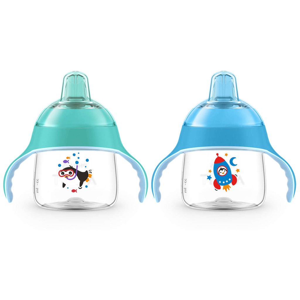 Bình tập uống Avent cánh cụt 200ml núm silicone