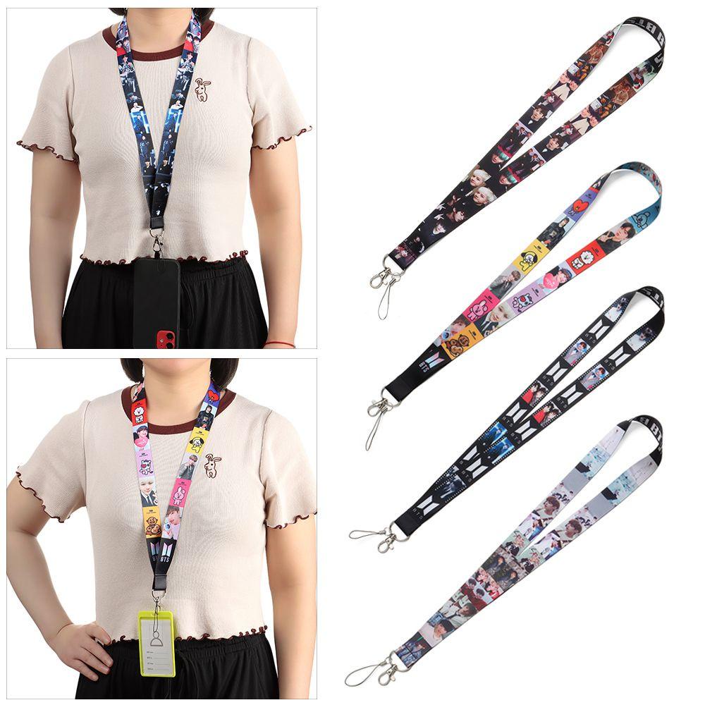 MAYSHOW New KPOP Neck Strap Fashion Bangtan Boys BTS Lanyard Keychain DIY Gift SUGA V JIMIN JIN TATA COOKY Cartoon MANG RJ Long