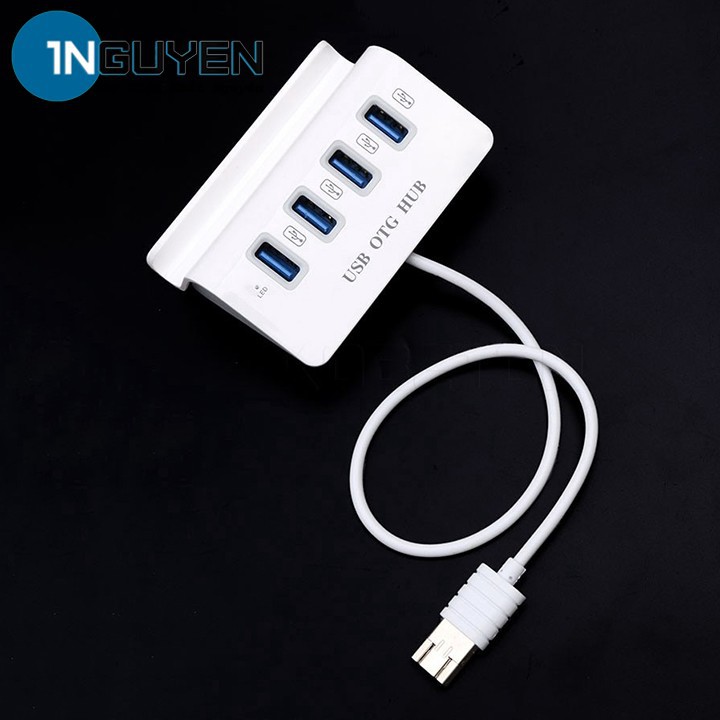 Bộ Chia 4 Cổng USB 3.0 OTG HUB Chuẩn USB Micro Kiêm Giá Đỡ - Hub USB OTG