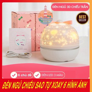 [GD247] Đèn ngủ chiếu sao 3D, đèn ngàn sao chiếu trần xoay tự động có 6 hình chiếu cổ tích, đại dương, sinh nhật