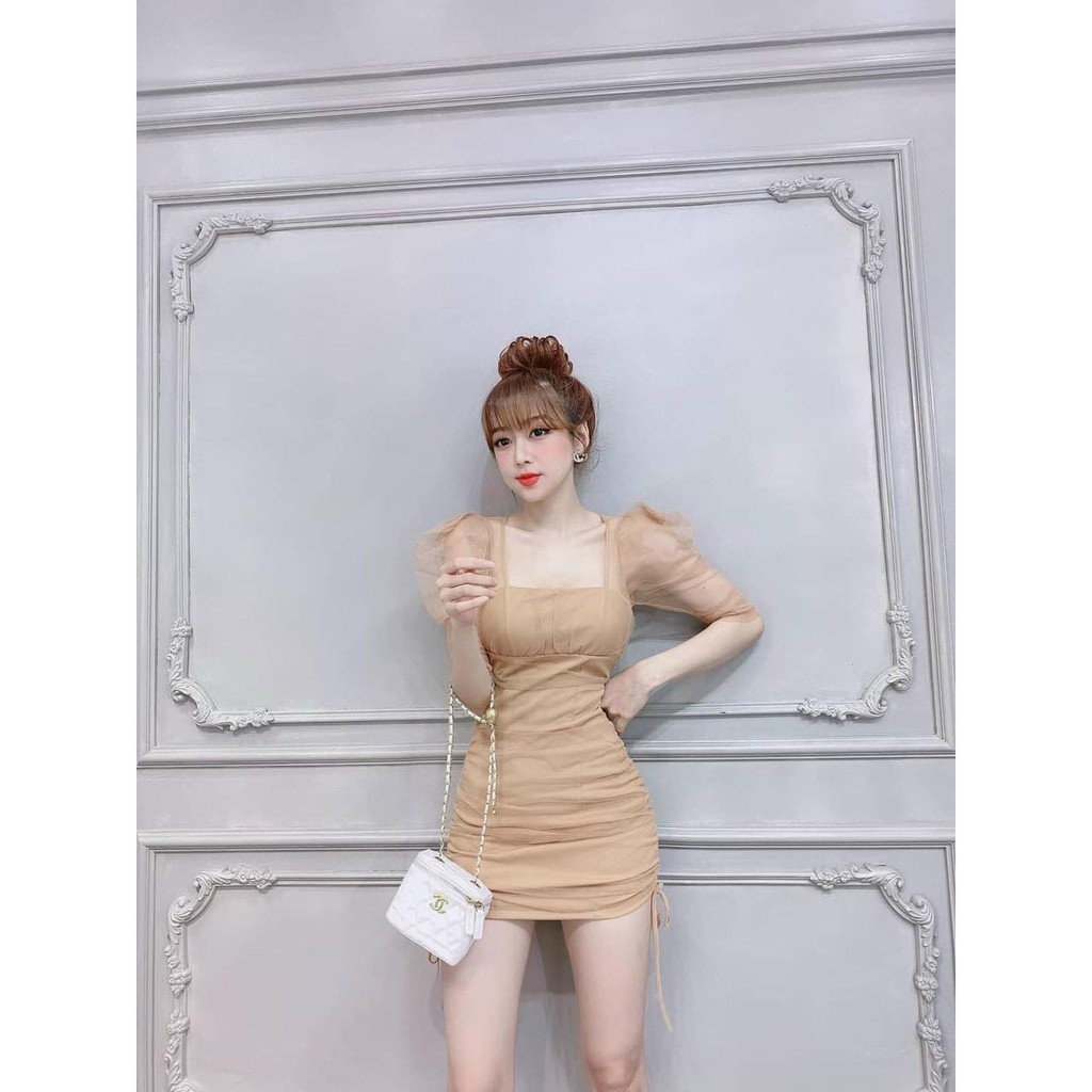 ĐẦM DỰ TIỆC NỮ BODY TÔN DẤNG SANG CHẢNH TAY LƯỚI NGẮN CÓ MÚT NGỰC TRƠN 3 MÀU | BigBuy360 - bigbuy360.vn