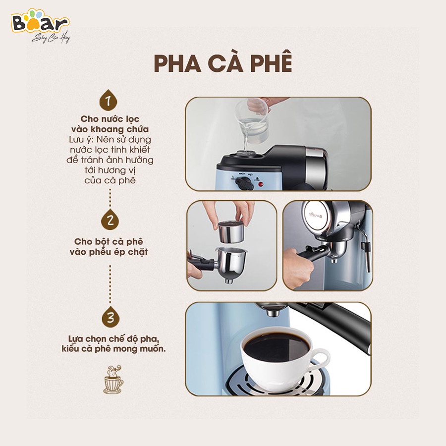 Máy Pha Cà Phê Espresso đánh kem tự động thưởng thức nhiều loại cafe khác nhau Bear KFJ-A02N1- HiMect