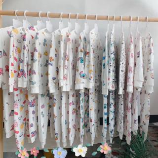 Bộ Đồ Ngủ Tay Dài Vải Cotton Sợi Tre Thoáng Khí Thời Trang Mùa Hè Cho Bé 90-130