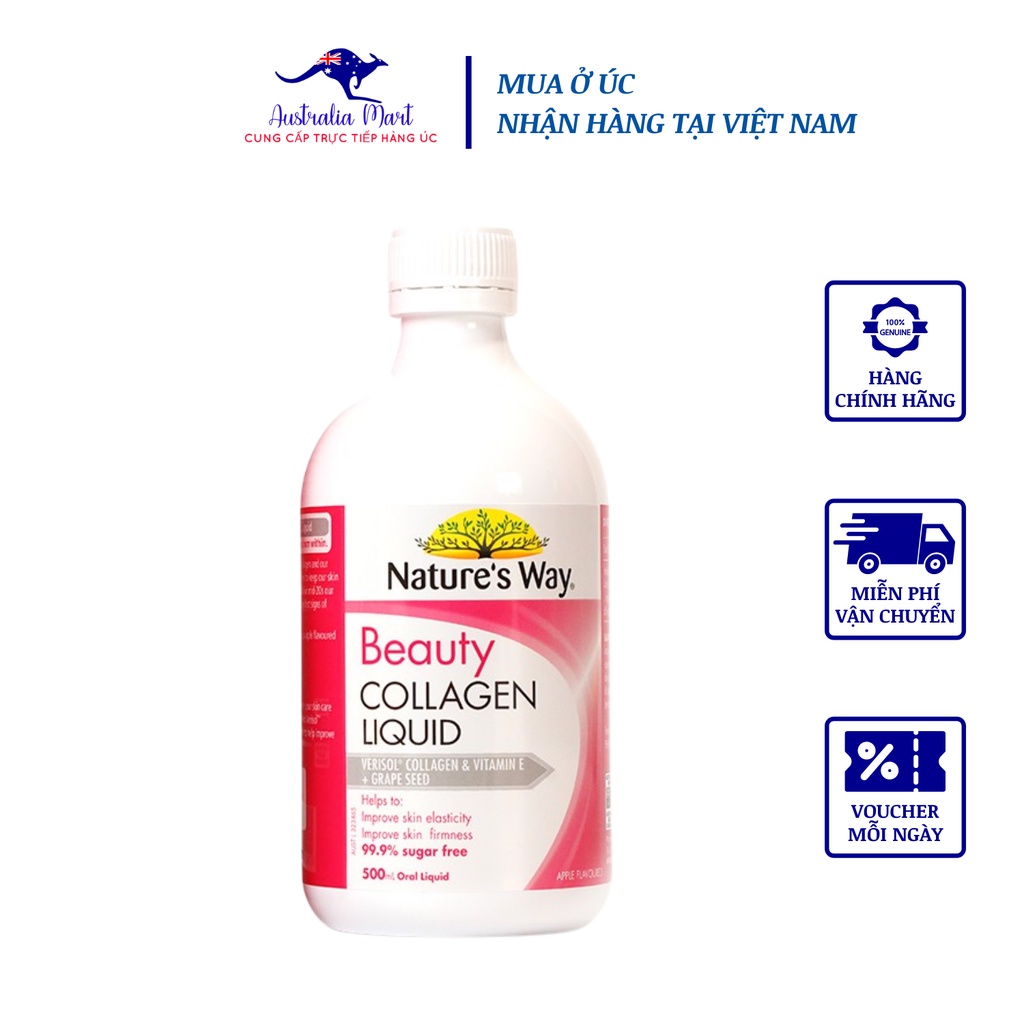 Dạng Nước Bổ Sung Collagen Thủy Phân Giúp Sáng Da Nature's Way Beauty Collagen Liquid 500ml