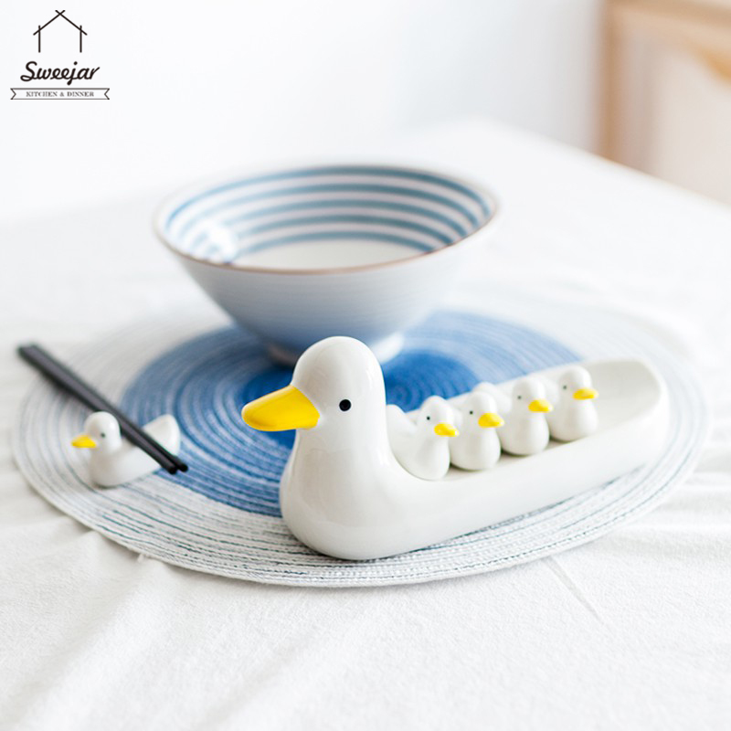Set giá gác đũa muỗng SWEEJAR thiết kế hình vịt đáng yêu xinh xắn
