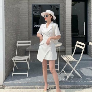 [SALE] Đầm vest tà xéo phối nút bọc cao cấp